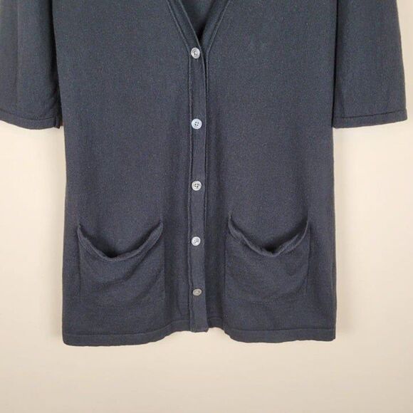 J. Jill Size XS Cotton Cashmere Lightweight Soft 3/4 Sleeve Knit Cardigan Black - Picture 5 of 11